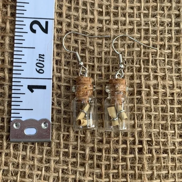 Nwt Handmade Message in a Bottle Earrings - Picture 2 of 2